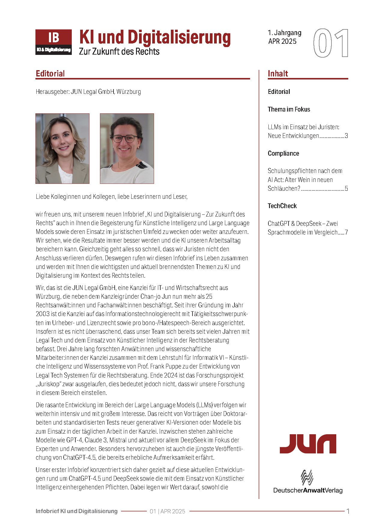 Infobrief „KI und Digitalisierung: Zur Zukunft des Rechts“