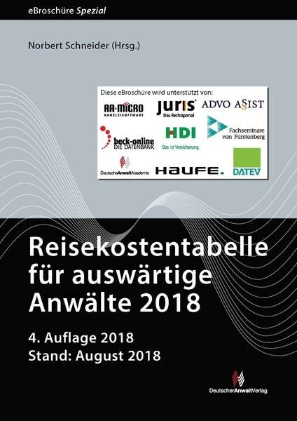 Reisekostentabelle für auswärtige Anwälte 2018 - ebroschüre