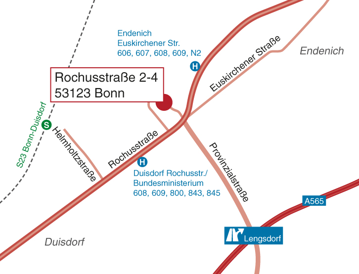 Anreise mit Bus und Bahn zum Deutschen Anwaltverlag in Bonn